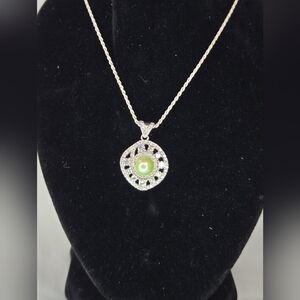 Genuin green and cz necklace